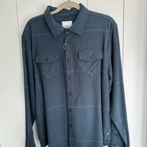 Katin Dark Blue Casual Button Down flannel Shirt size L